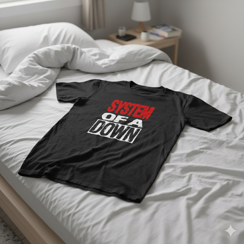 Polera Negra System of a Down Estampada 100% Algodón Estilo Rock-6