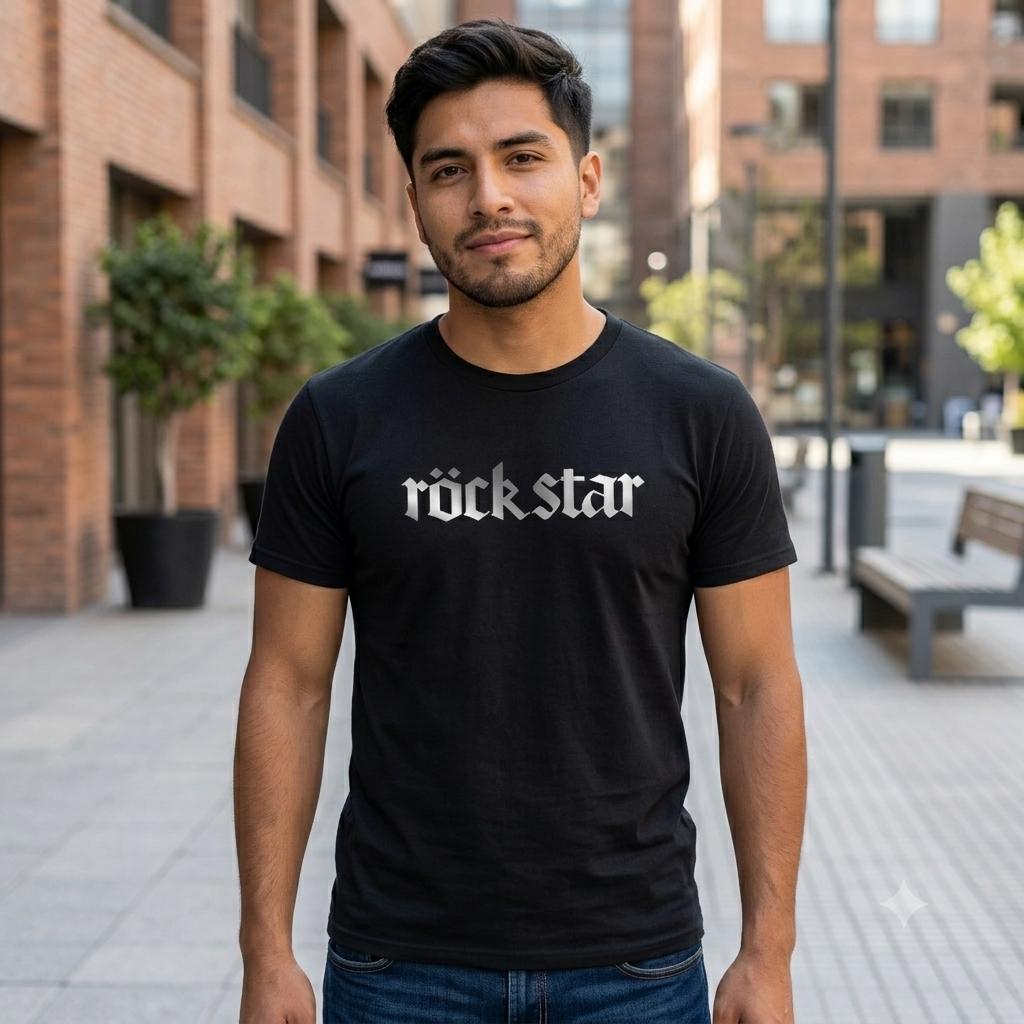 Polera Negra Rockstar de Gustavo Cerati en platedo 100% Algodón-4