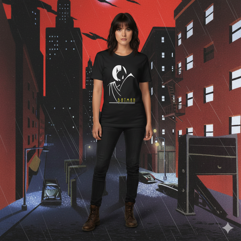 Polera Negra Batman Serie 90s Estampada 100% Algodón estilo-3