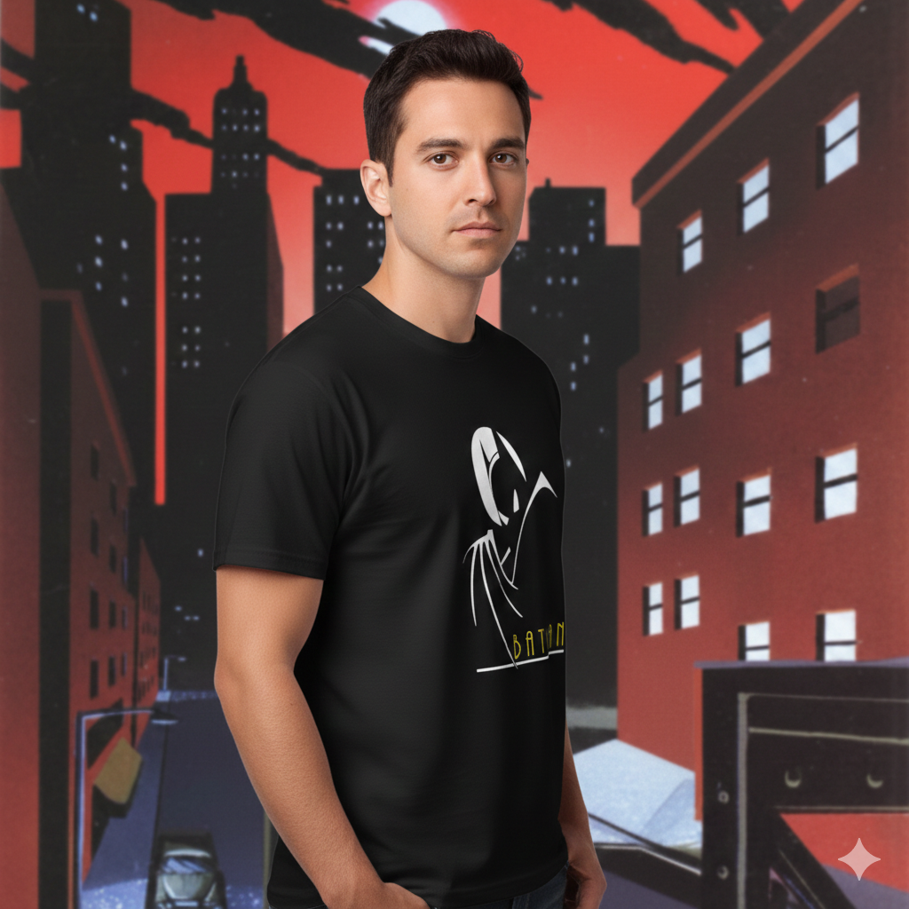 Polera Negra Batman Serie 90s Estampada 100% Algodón estilo-4