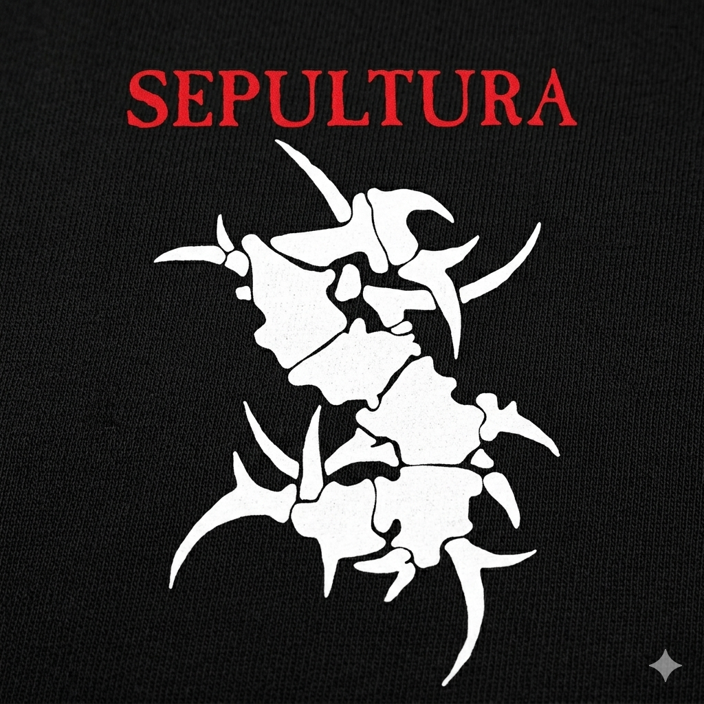 Polerón Negro Sepultura Estampado Estilo Rock-1