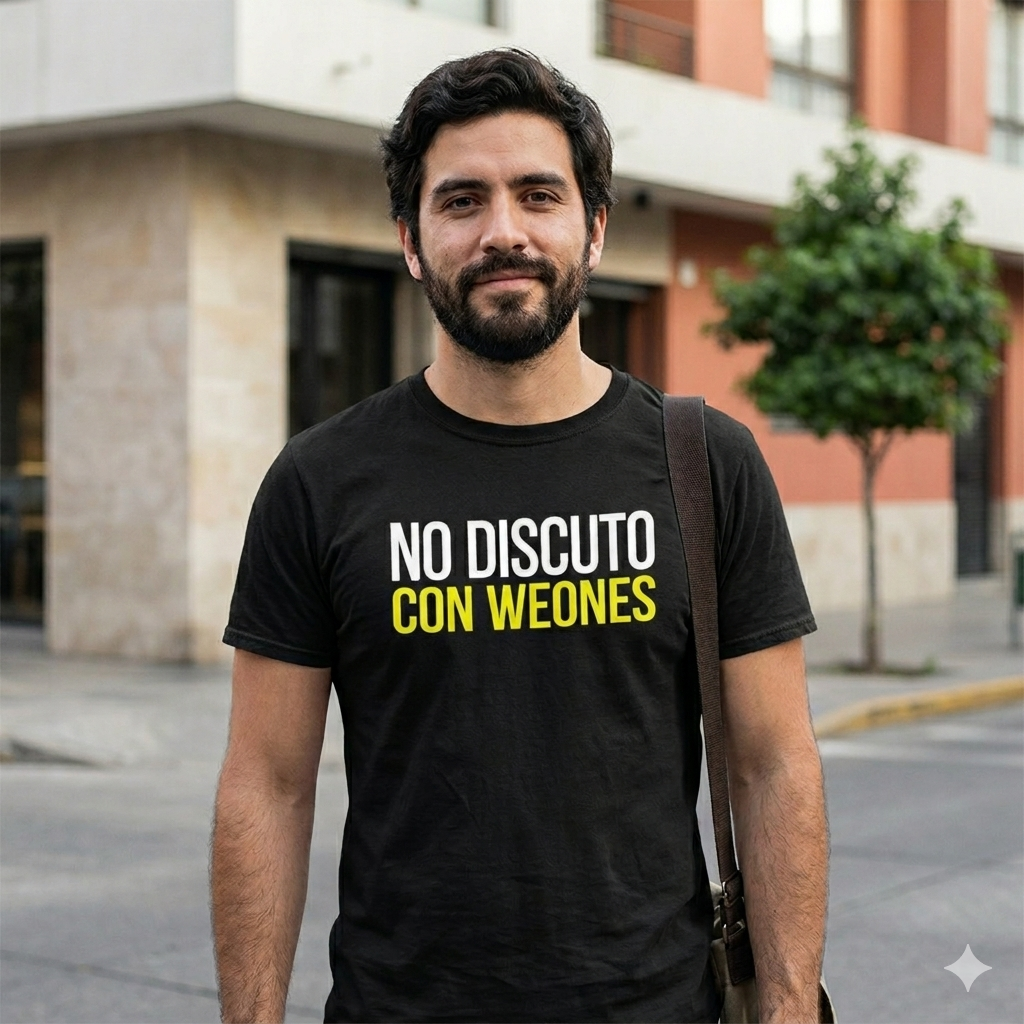 Polera Negra No Discuto Con Weones Diablo Estampada 100% Algodón-2
