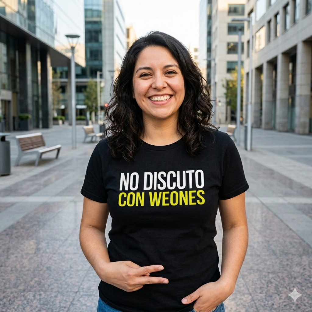 Polera Negra No Discuto Con Weones Diablo Estampada 100% Algodón-3