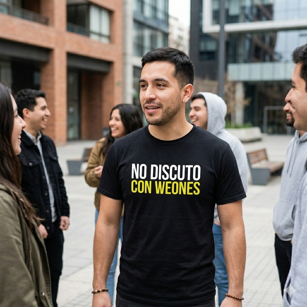 Polera Negra No Discuto Con Weones Diablo Estampada 100% Algodón-4