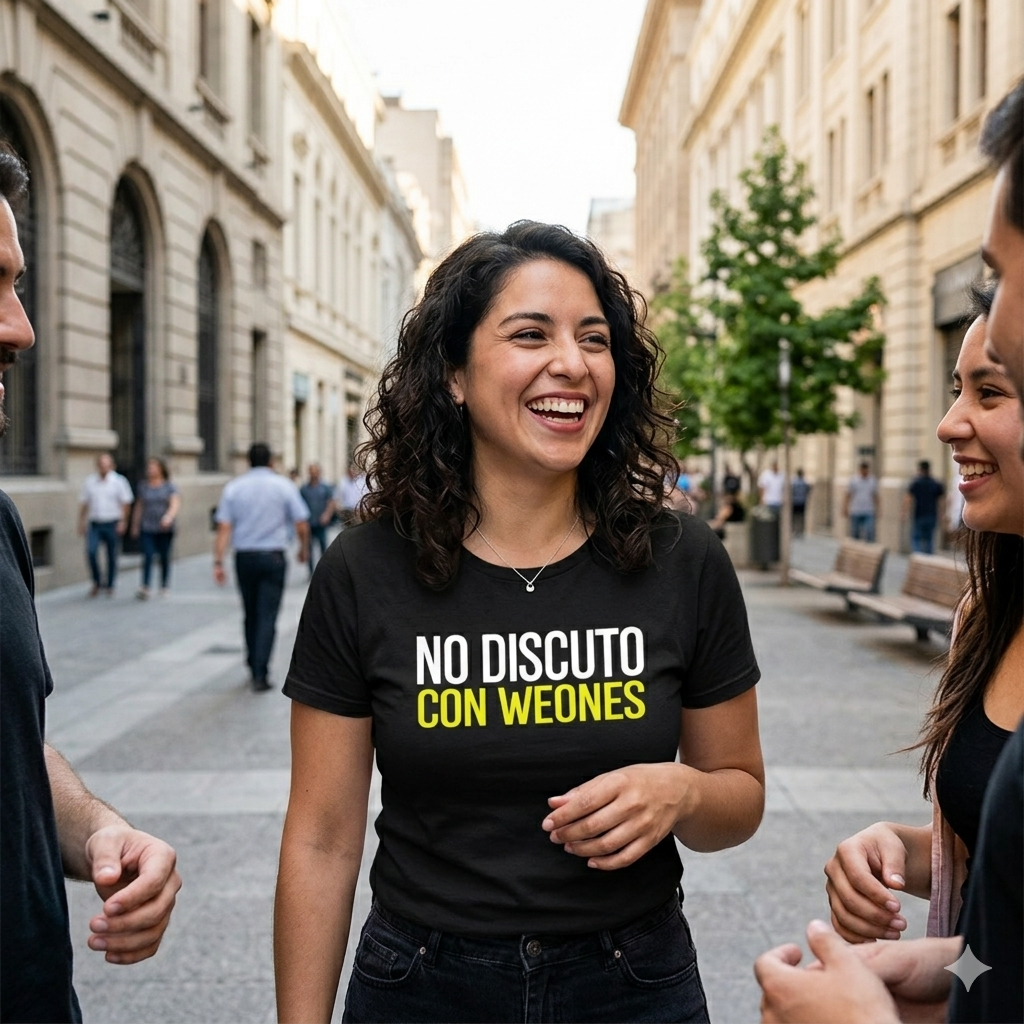 Polera Negra No Discuto Con Weones Diablo Estampada 100% Algodón-5