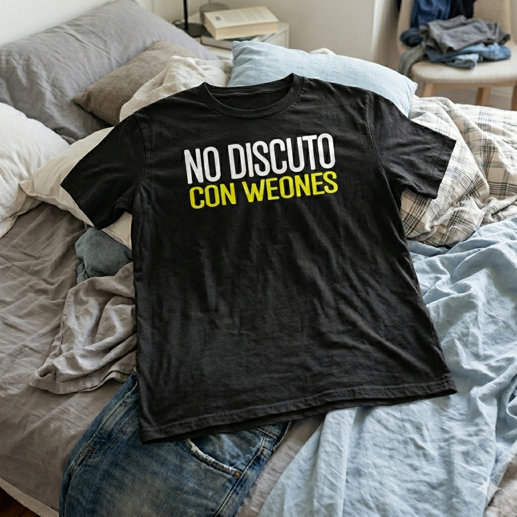 Polera Negra No Discuto Con Weones Diablo Estampada 100% Algodón-6