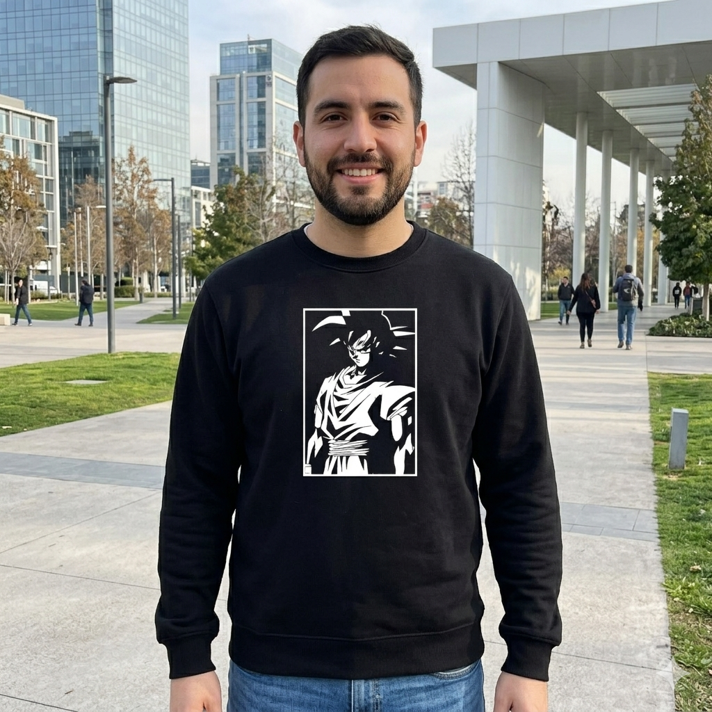 Polerón Negro Goku Dragon Ball Estampado Estilo Anime-2