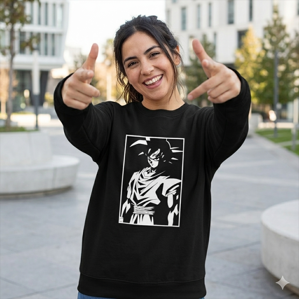 Polerón Negro Goku Dragon Ball Estampado Estilo Anime-3