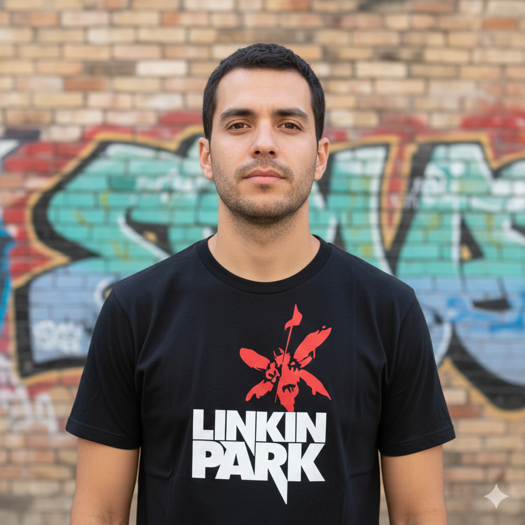 Polera Negra Linkin Park Hybrid Theory Estampada 100% Algodón Estilo Rock-2