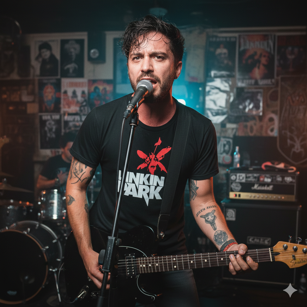 Polera Negra Linkin Park Hybrid Theory Estampada 100% Algodón Estilo Rock-4