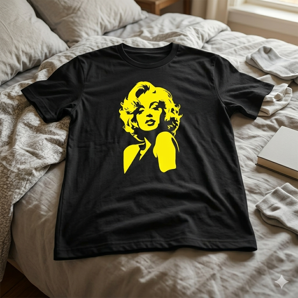 Polera Negra Marilyn Monroe Estampada 100% Algodón Estilo Vintage Blonde-6