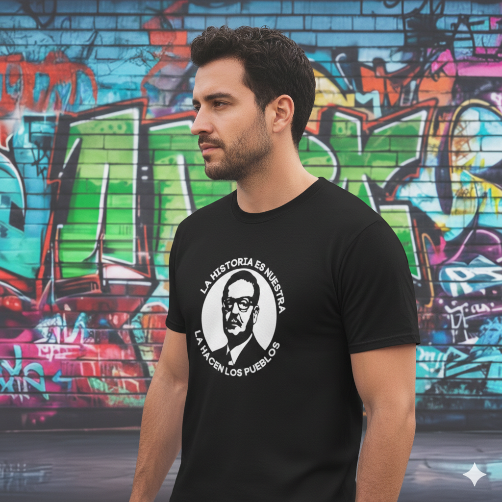 Polera Negra Salvador Allende - La Historia Es Nuestra Estampada 100% Algodón-4