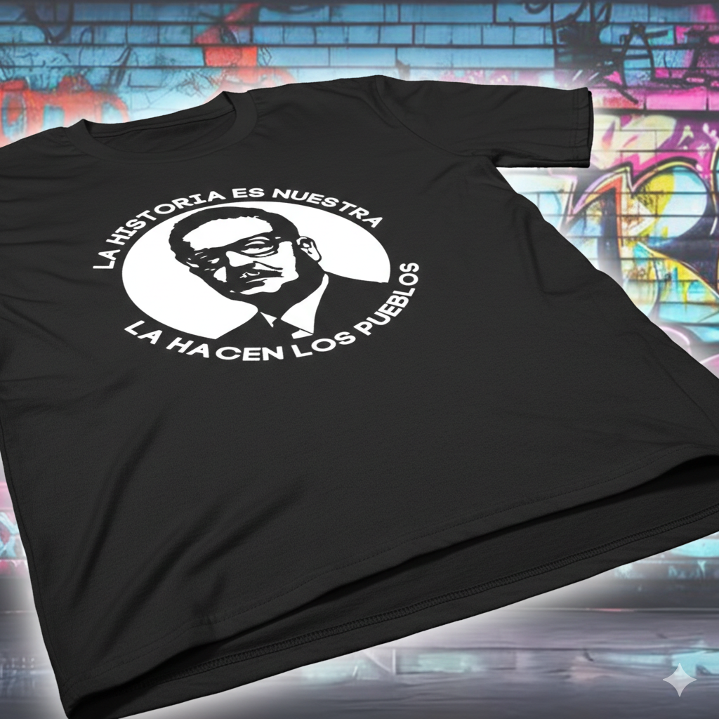 Polera Negra Salvador Allende - La Historia Es Nuestra Estampada 100% Algodón-5