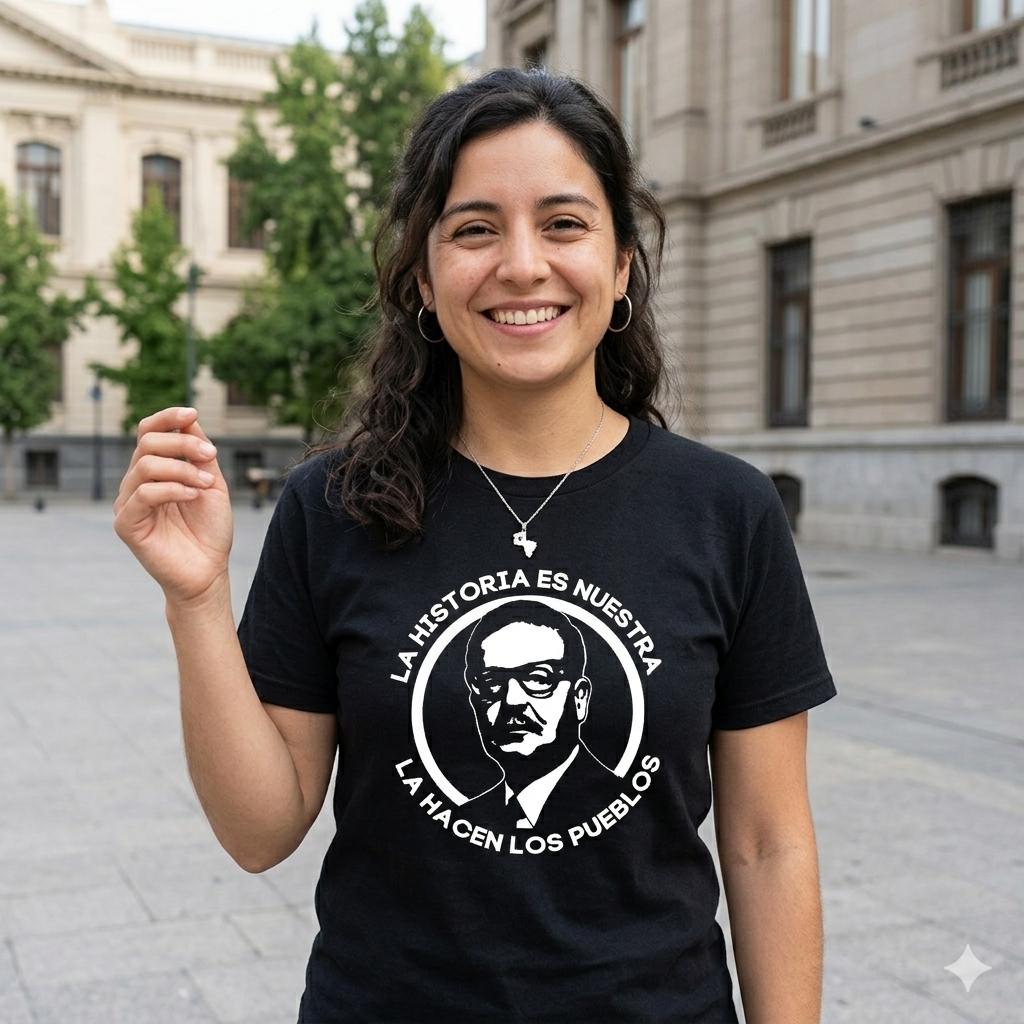 Polera Negra Salvador Allende - La Historia Es Nuestra Estampada 100% Algodón-5