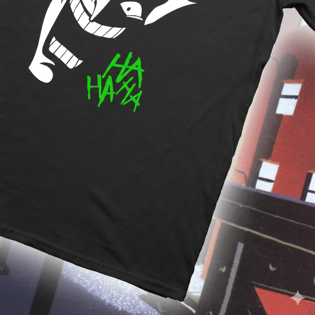 Polera Negra Joker de Serie Batman Estampada 100% Algodón estilo-5