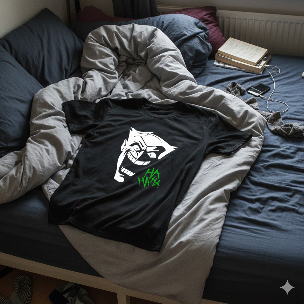 Polera Negra Joker de Serie Batman Estampada 100% Algodón estilo-6