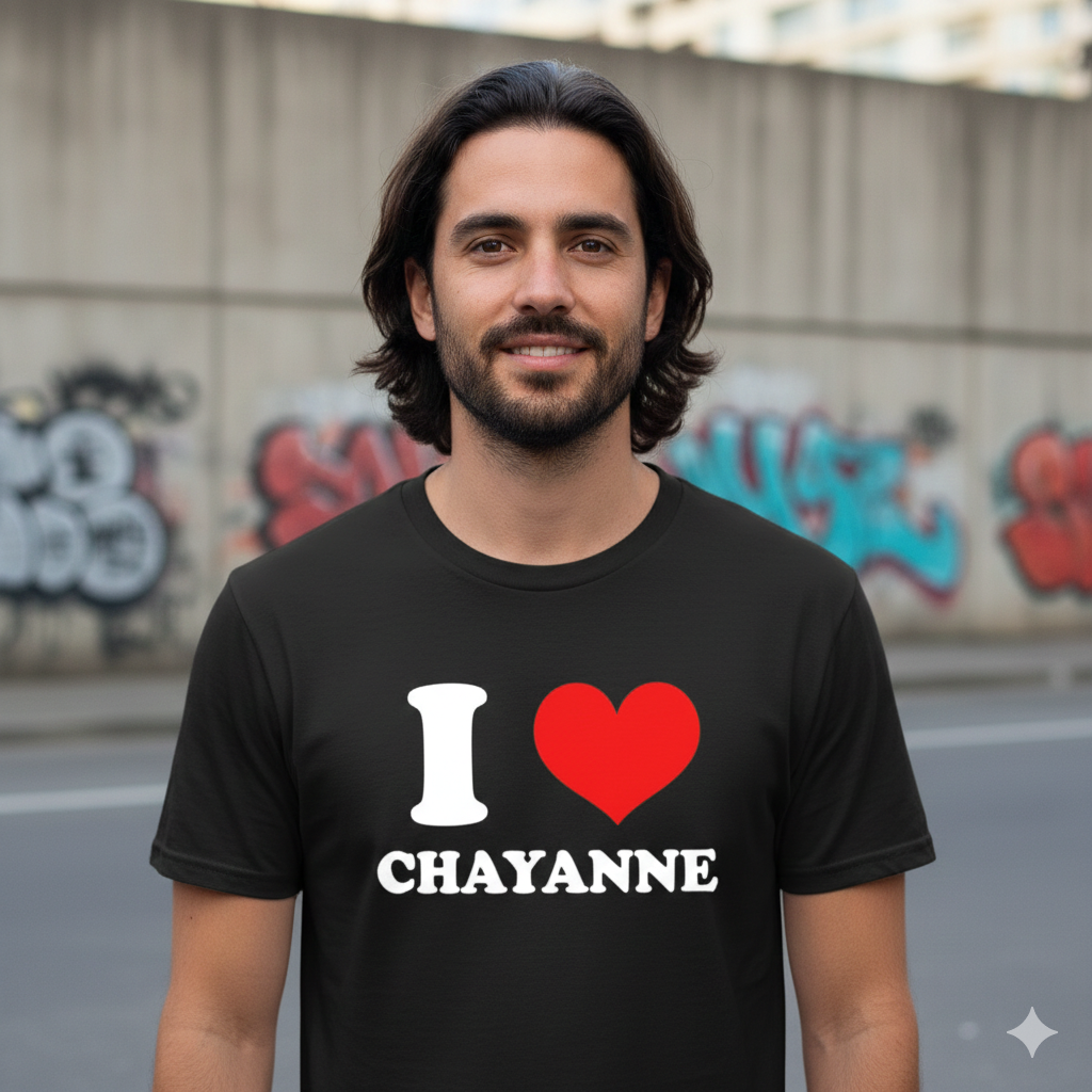 Polera Negra I Love Chayanne Estampada 100% Algodón estilo música-3