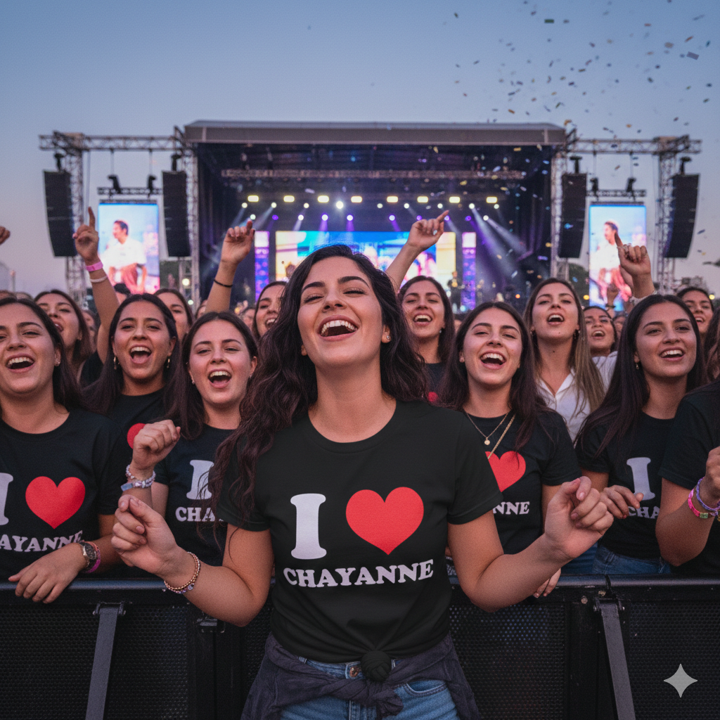 Polera Negra I Love Chayanne Estampada 100% Algodón estilo música-4