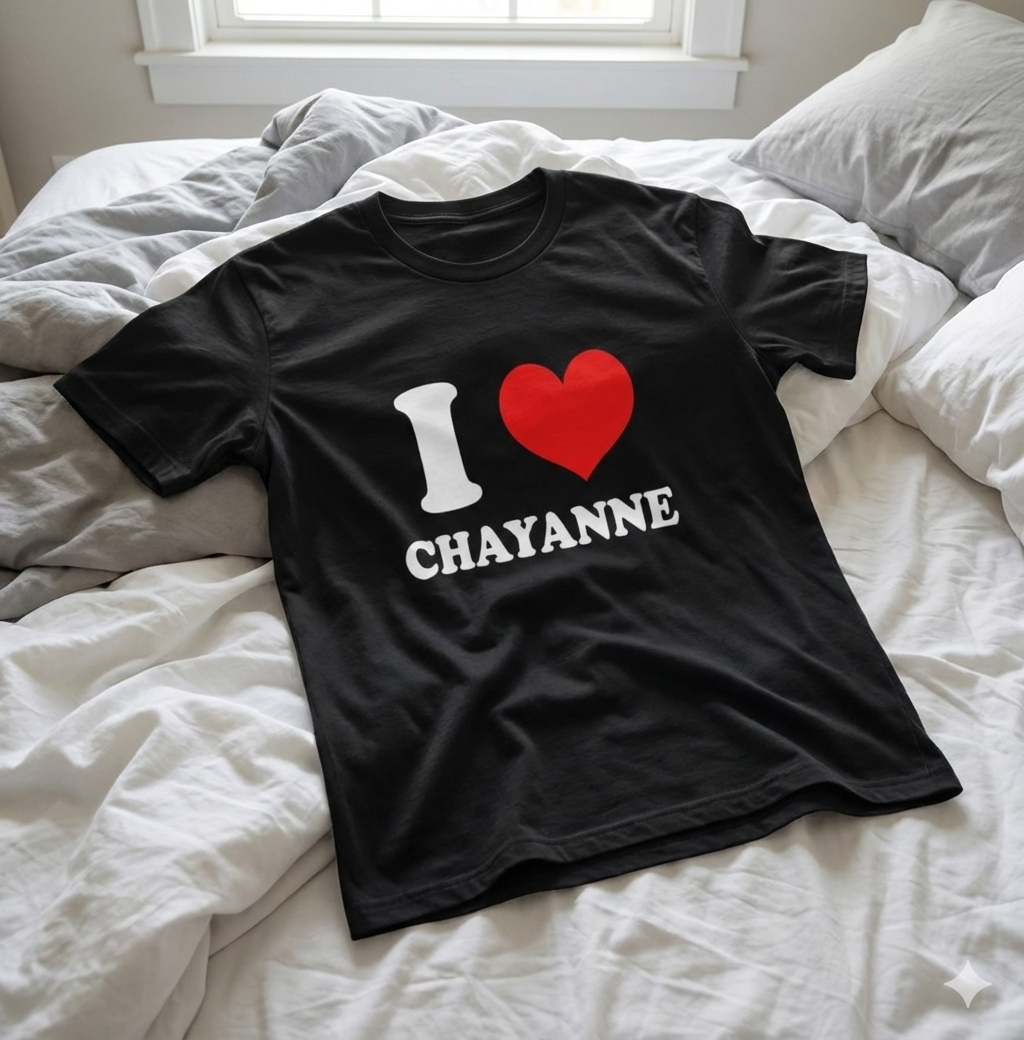 Polera Negra I Love Chayanne Estampada 100% Algodón estilo música-5