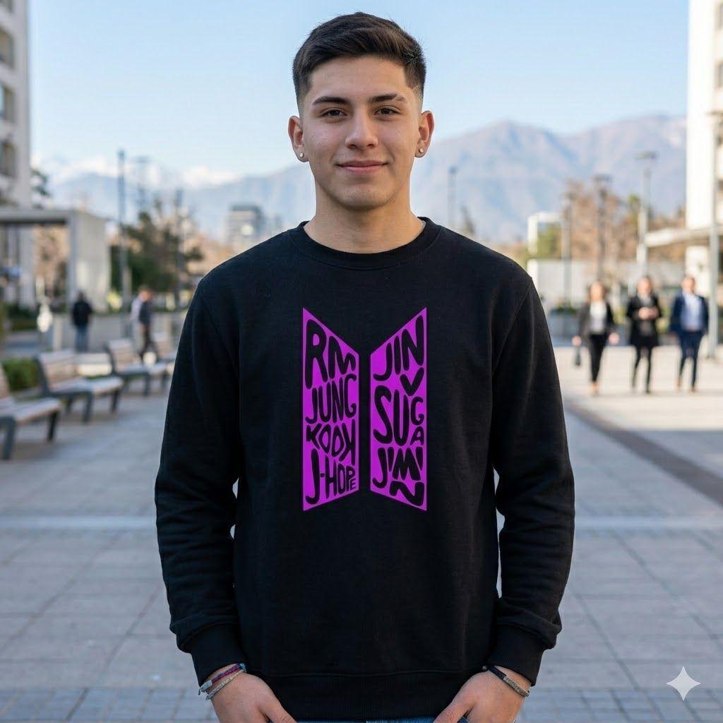 Polerón Negro BTS Logo Nombres Estampado Estilo K-POP-2