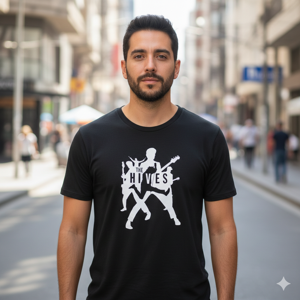 Polera Negra The Hives Estampada 100% Algodón Estilo Rock-4