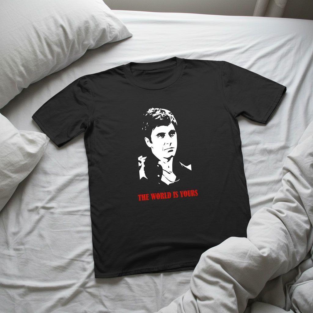 Polera Negra Scarface The World Is Yours Estampada 100% Algodón Estilo Películas-7