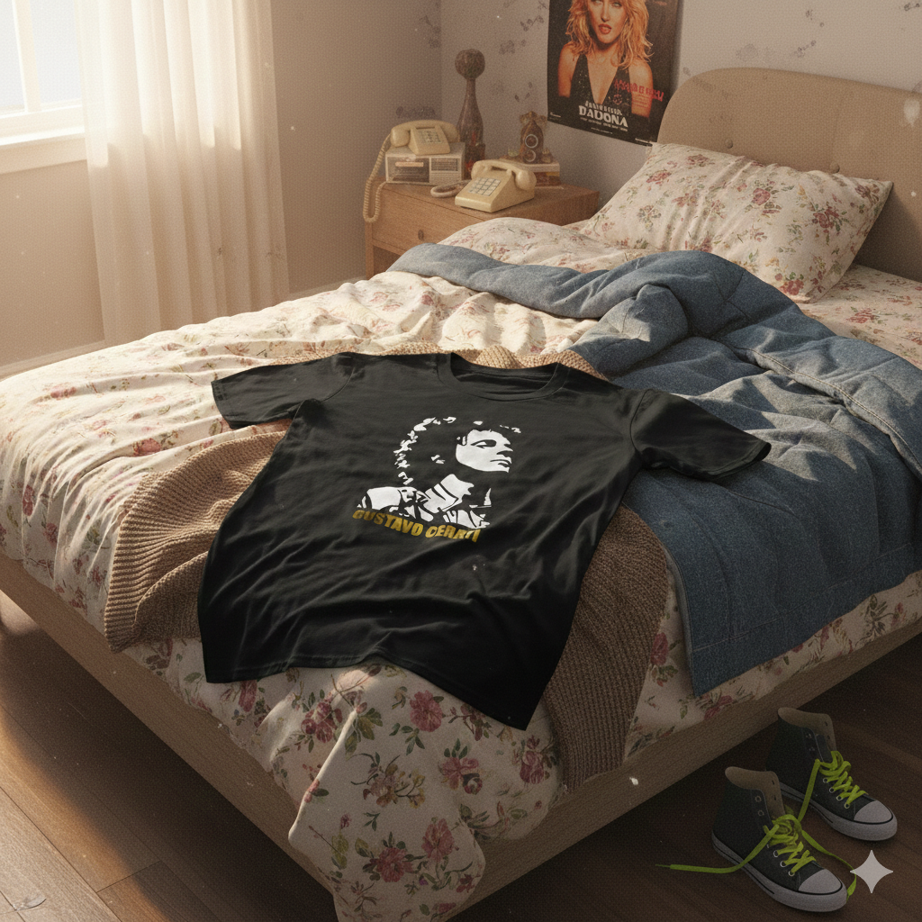 Polera Negra Gustavo Cerati Dorado Estampada 100% Algodón Estilo Rock-6