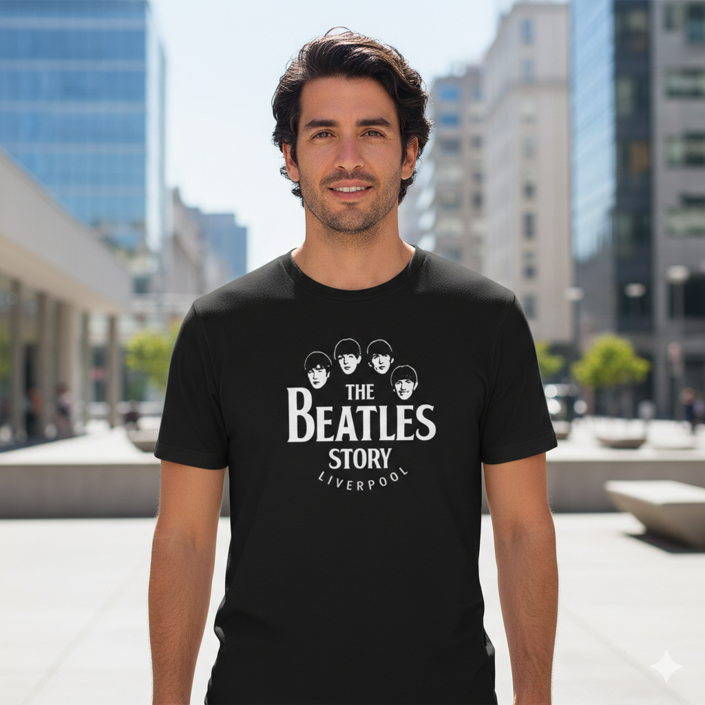 Polera Negra The Beatles Logo Circular Estampada 100% Algodón Estilo Música-4