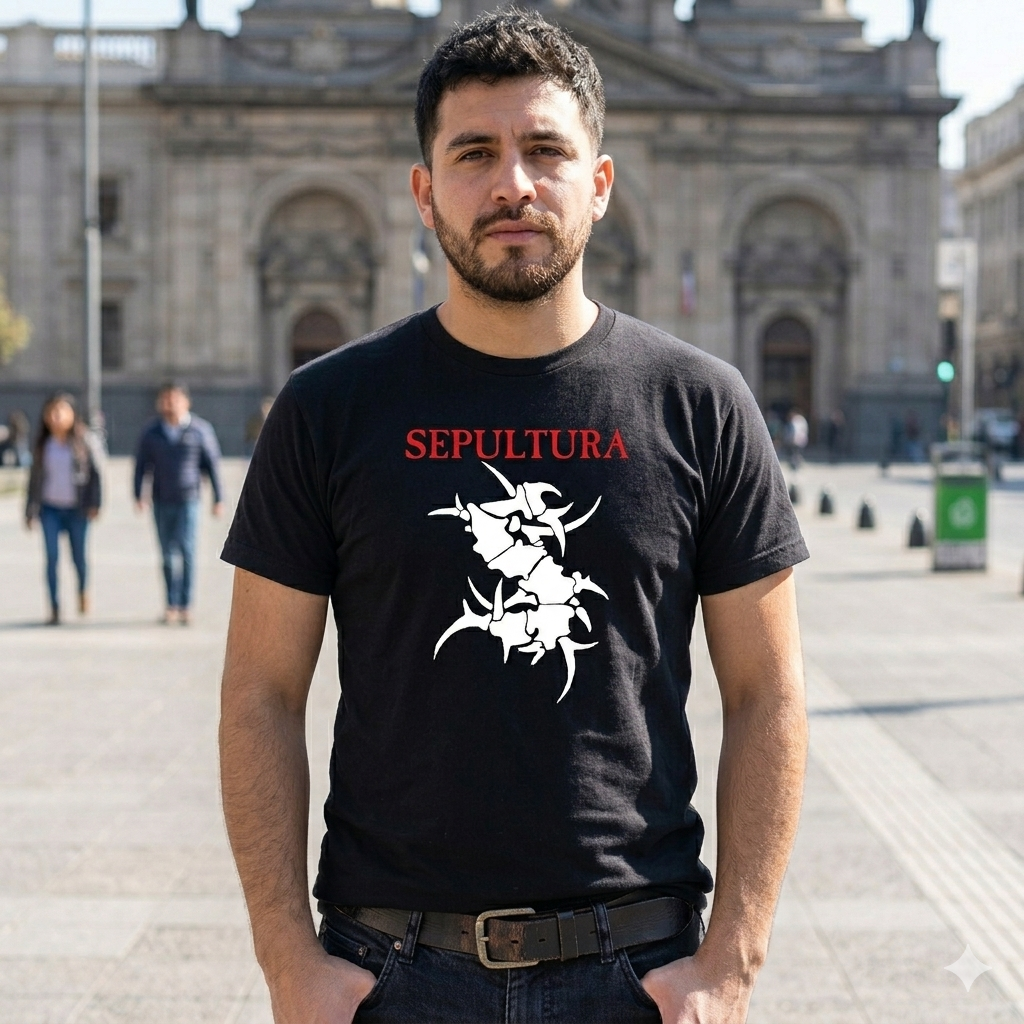 Polera Negra Sepultura Estampada 100% Algodón Estilo Trash Metal-4