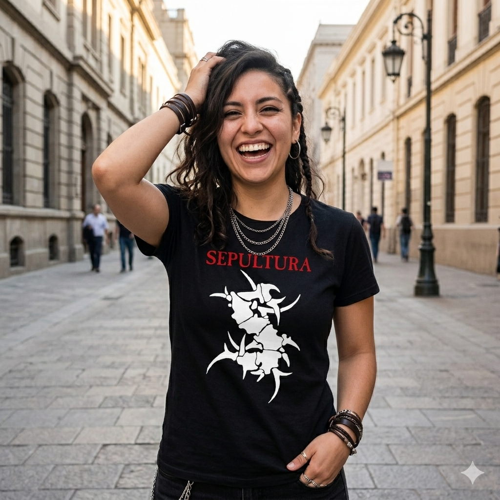 Polera Negra Sepultura Estampada 100% Algodón Estilo Trash Metal-5