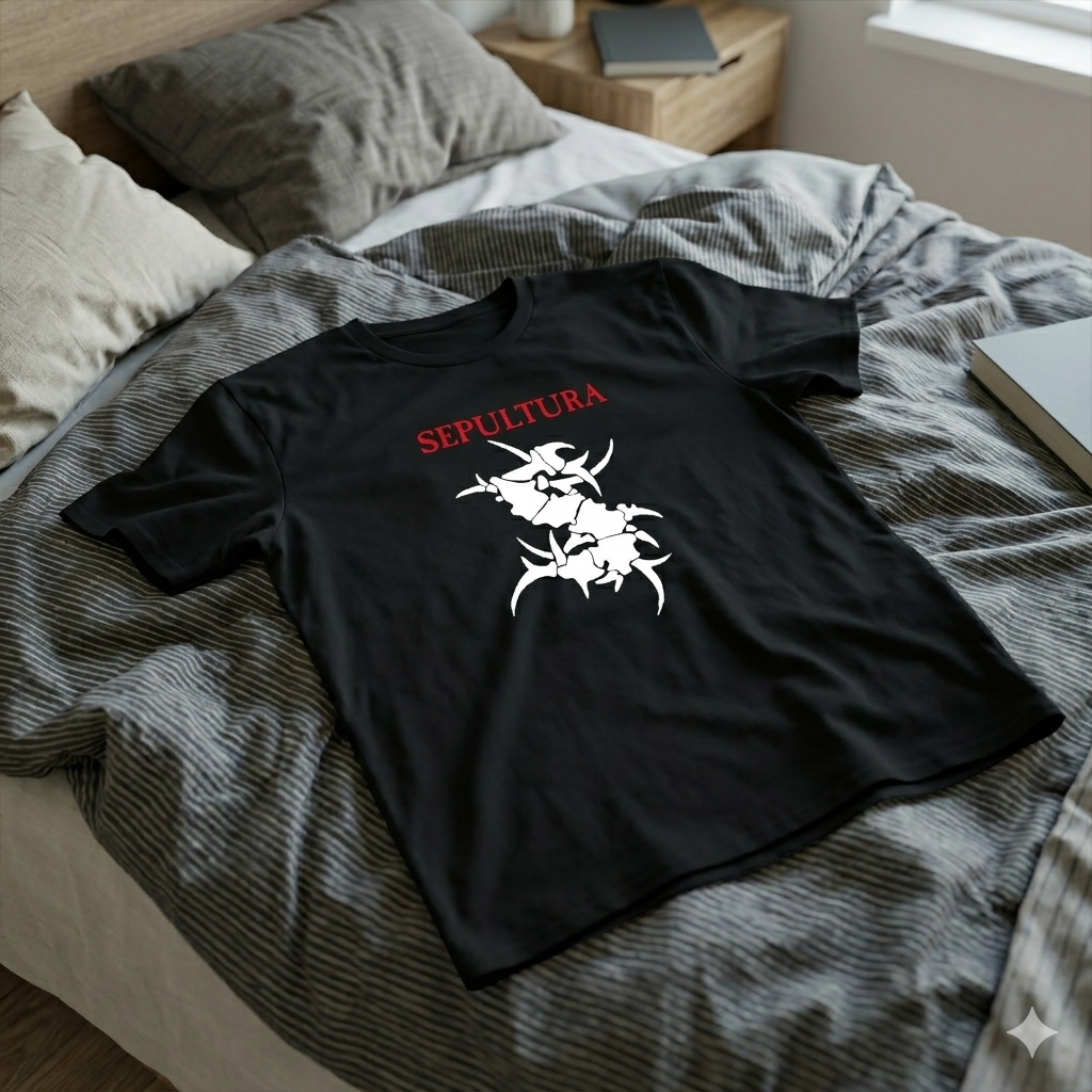 Polera Negra Sepultura Estampada 100% Algodón Estilo Trash Metal-6