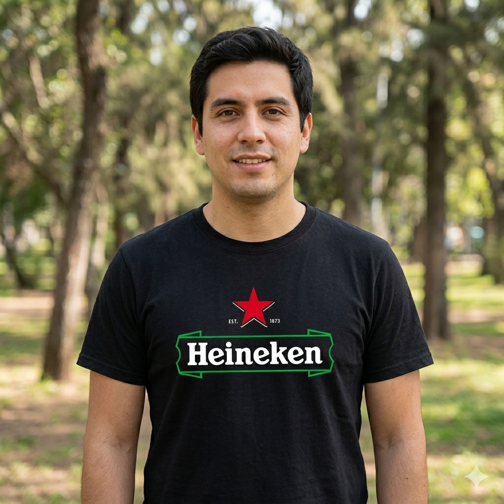 Polera Negra Heineken Beer Estampada 100% Algodón Estilo Urbano-4