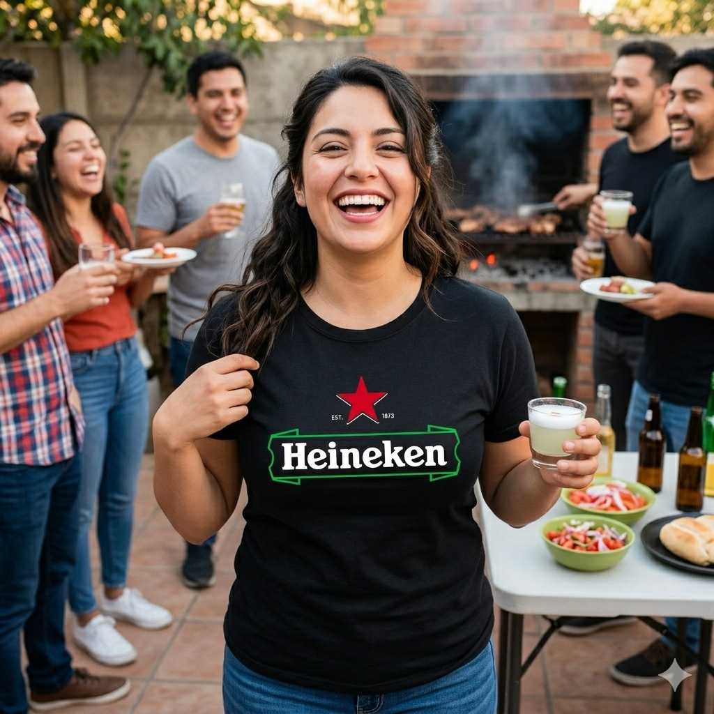 Polera Negra Heineken Beer Estampada 100% Algodón Estilo Urbano-5