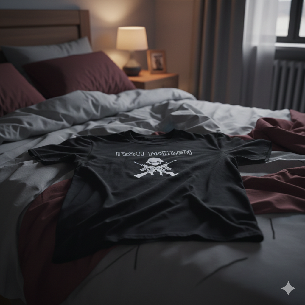 Polera Negra Iron Maiden Militar Estampada 100% Algodón Estilo Rock-6