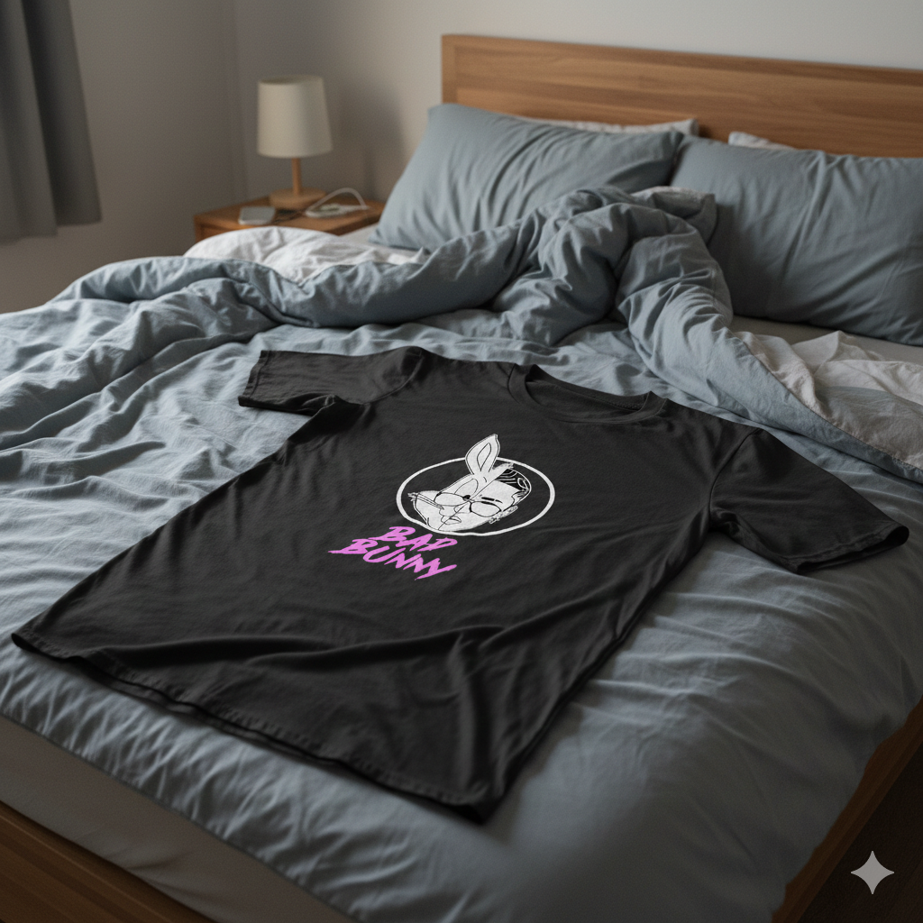 Polera Negra Bad Bunny / Bugs Bunny - Estampada 100% Algodón estilo -6