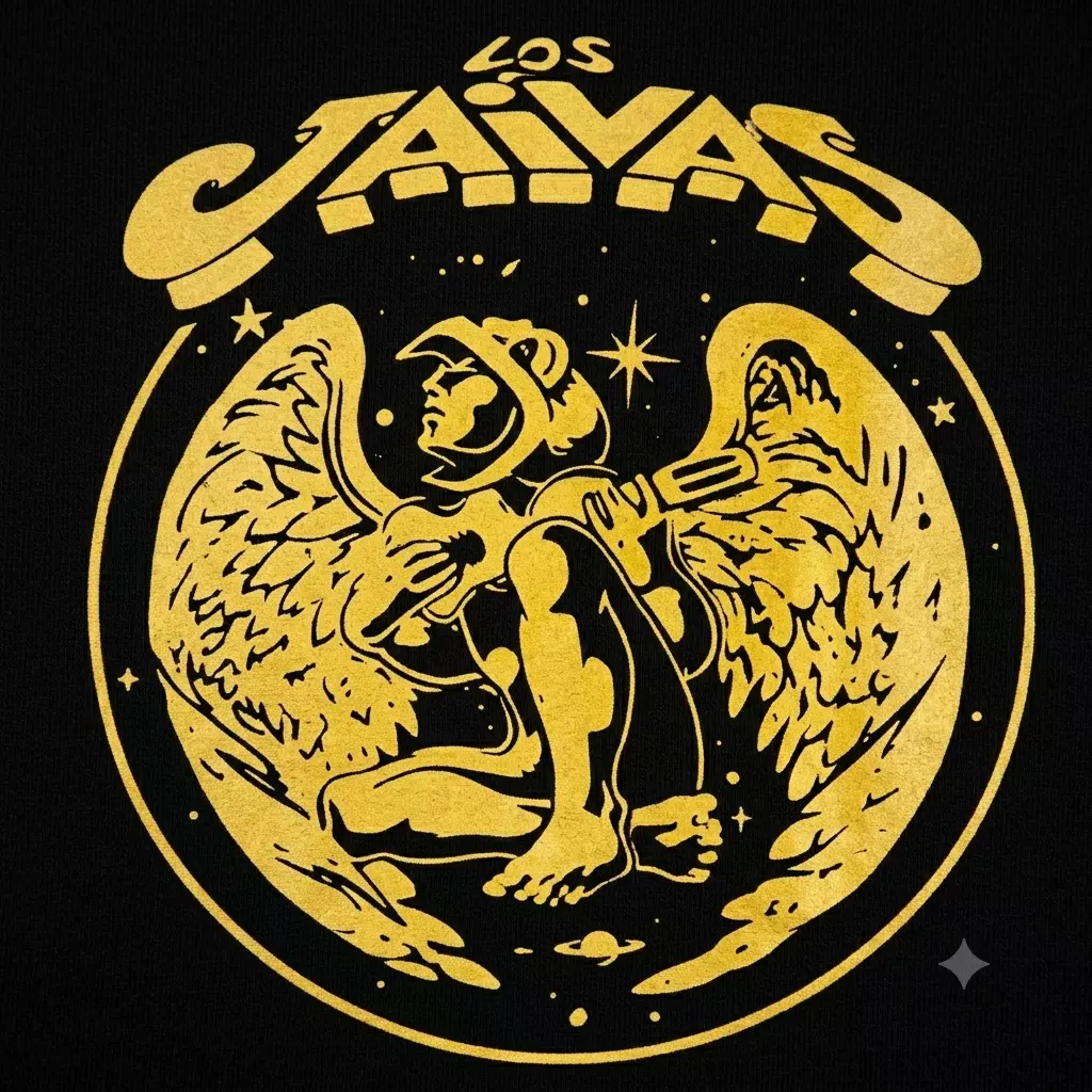 Polerón Negro Los Jaivas en Dorado Estampado Estilo Rock Nacional-1