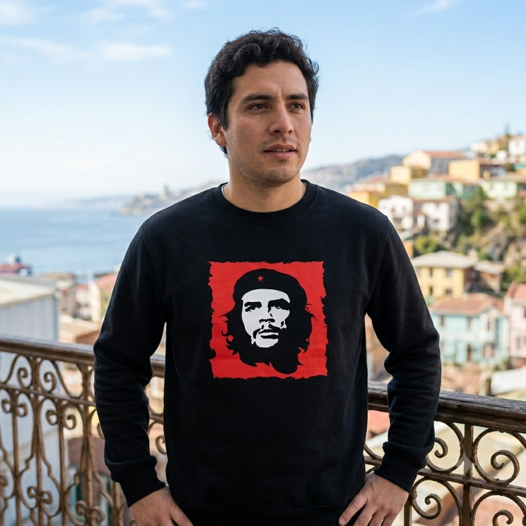 Polerón Negro Che Guevara Estampado Estilo Presente!-2