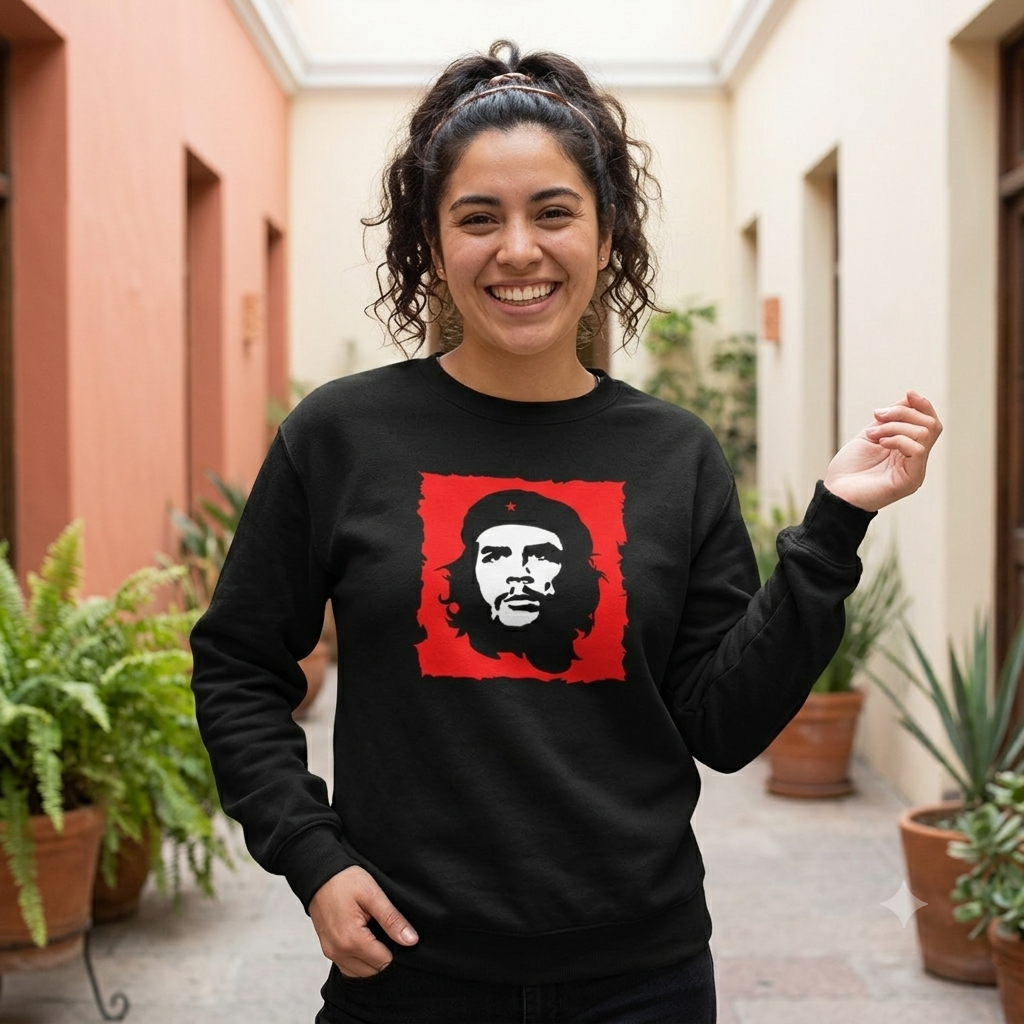Polerón Negro Che Guevara Estampado Estilo Presente!-3