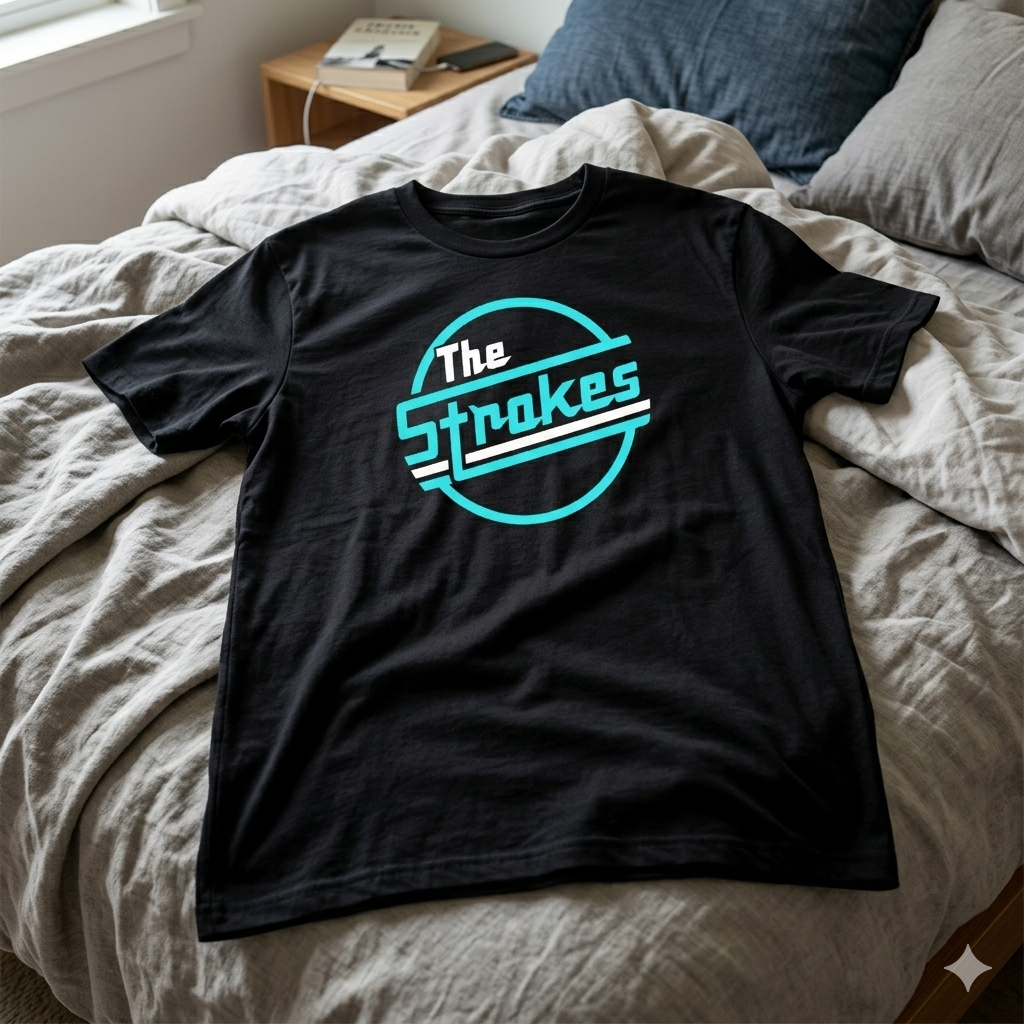 Polera Negra The Strokes Estampada 100% Algodón Estilo Rock-6