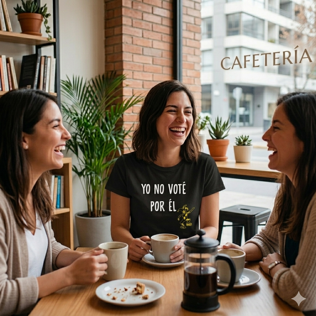 Polera Negra  para Mujer Yo No Voté Por Él Estampada bufón amarillo 100% Algodón Estilo-4