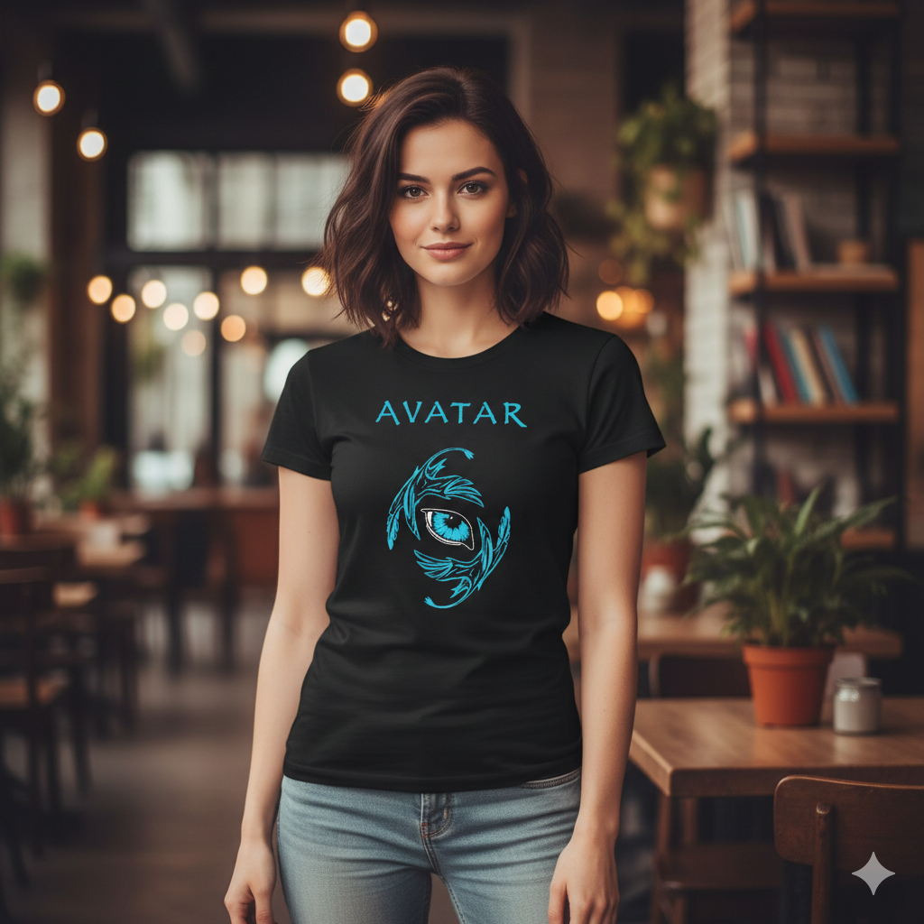 Polera Negra Avatar Te Veo / Película / Estampada 100% Algodón estilo cine-3