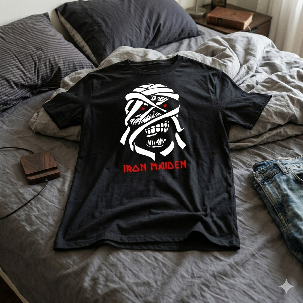 Polera Negra Iron Maiden Mummy 100% Algodón Estilo Rock-6