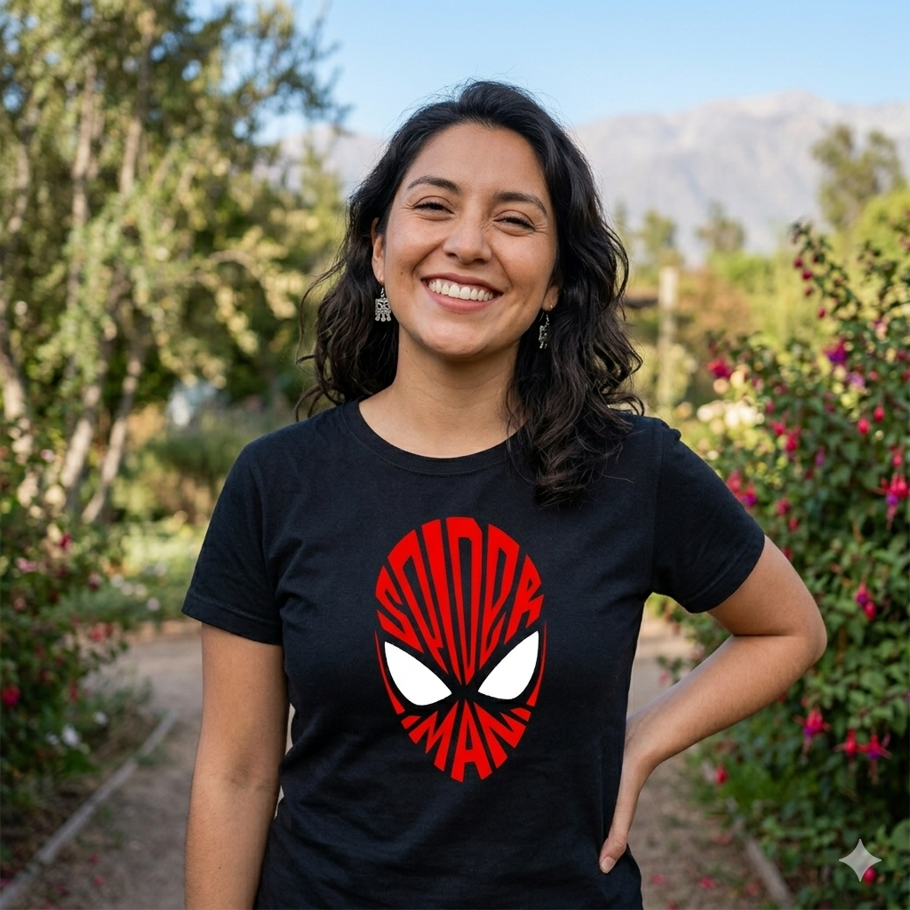 Polera Negra Spider-man Lettering Estampada 100% Algodón Marvel-3