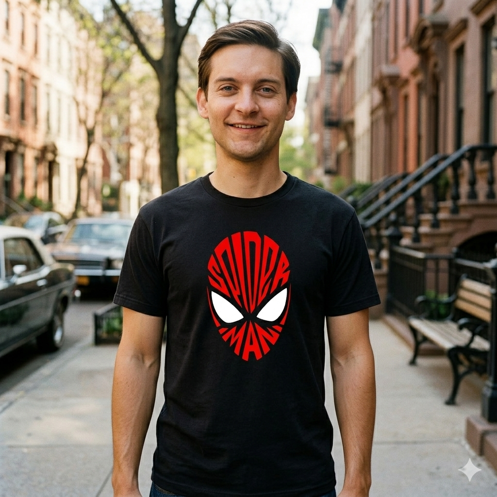 Polera Negra Spider-man Lettering Estampada 100% Algodón Marvel-4