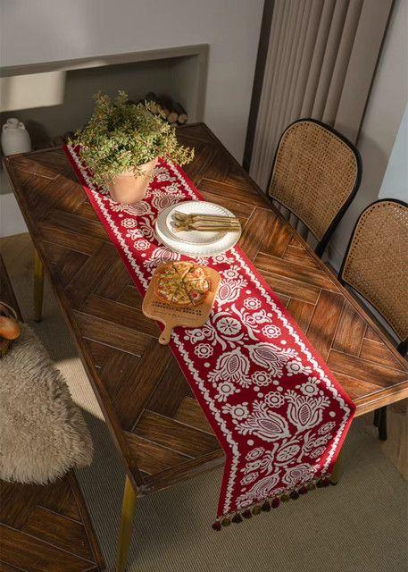 Camino De Mesa de Lino Tejido Con Diseño 35*180cm mod02-0