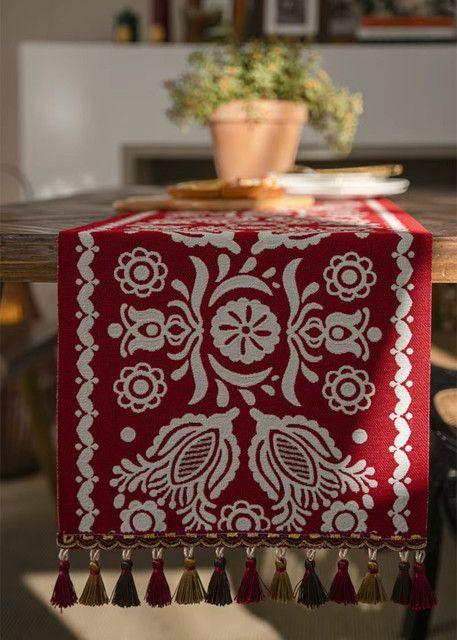 Camino De Mesa de Lino Tejido Con Diseño 35*180cm mod02-1