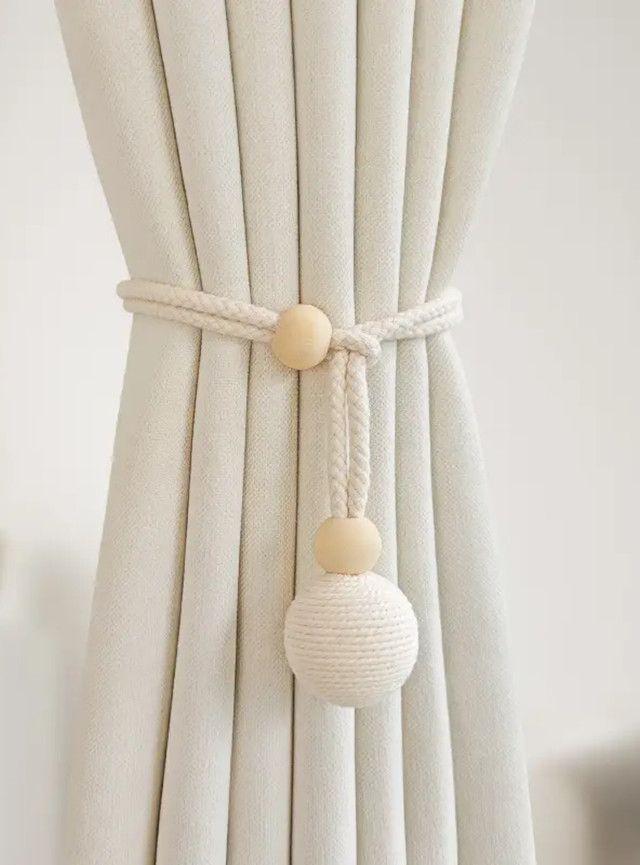 Pack De 02 Sujetadores Para Cortinas - Bola Tejida Gris-2