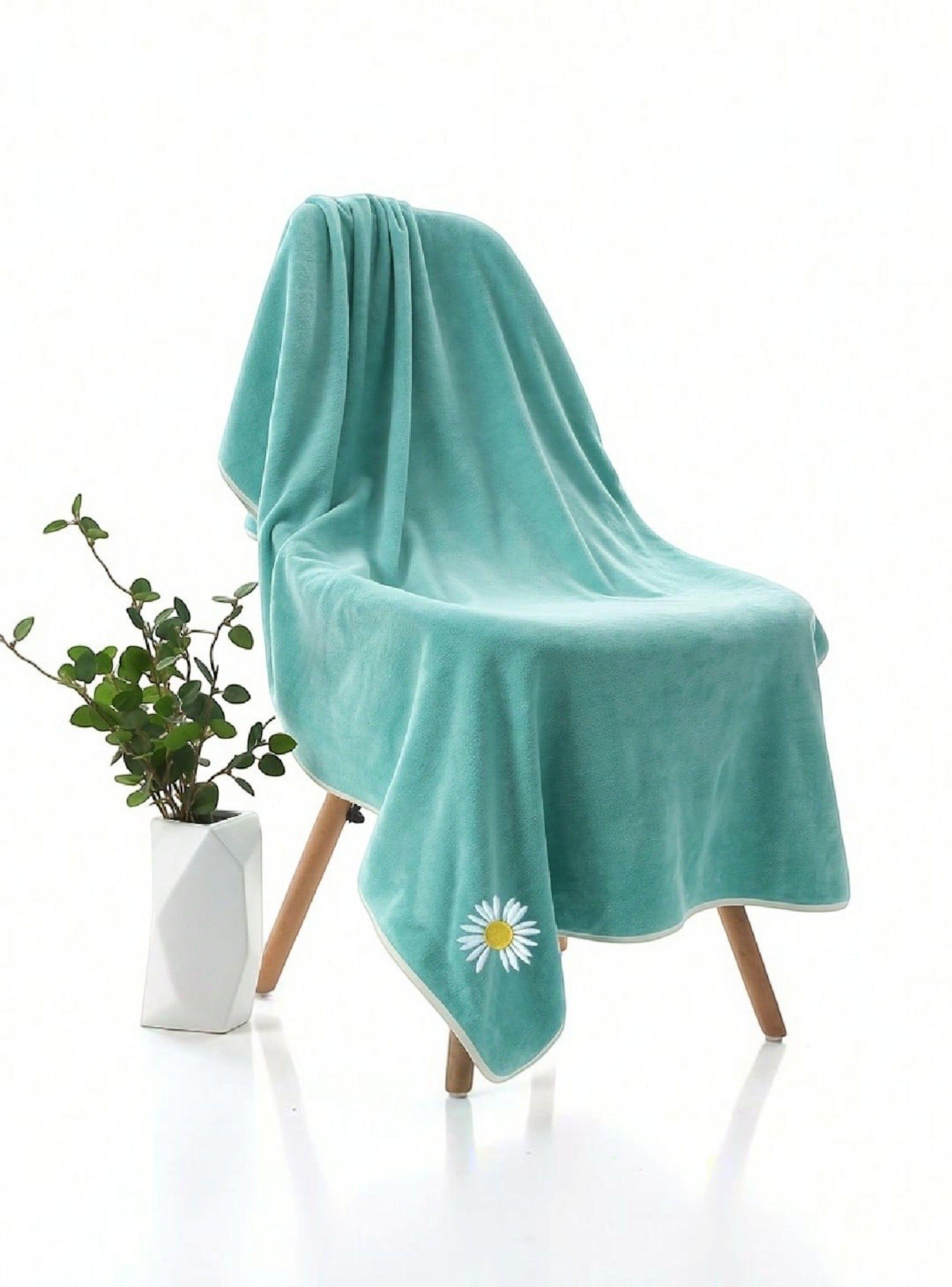 Set de 4 Toallas con Bordado Ultra Absorbentes Estilo Spa Verde-4