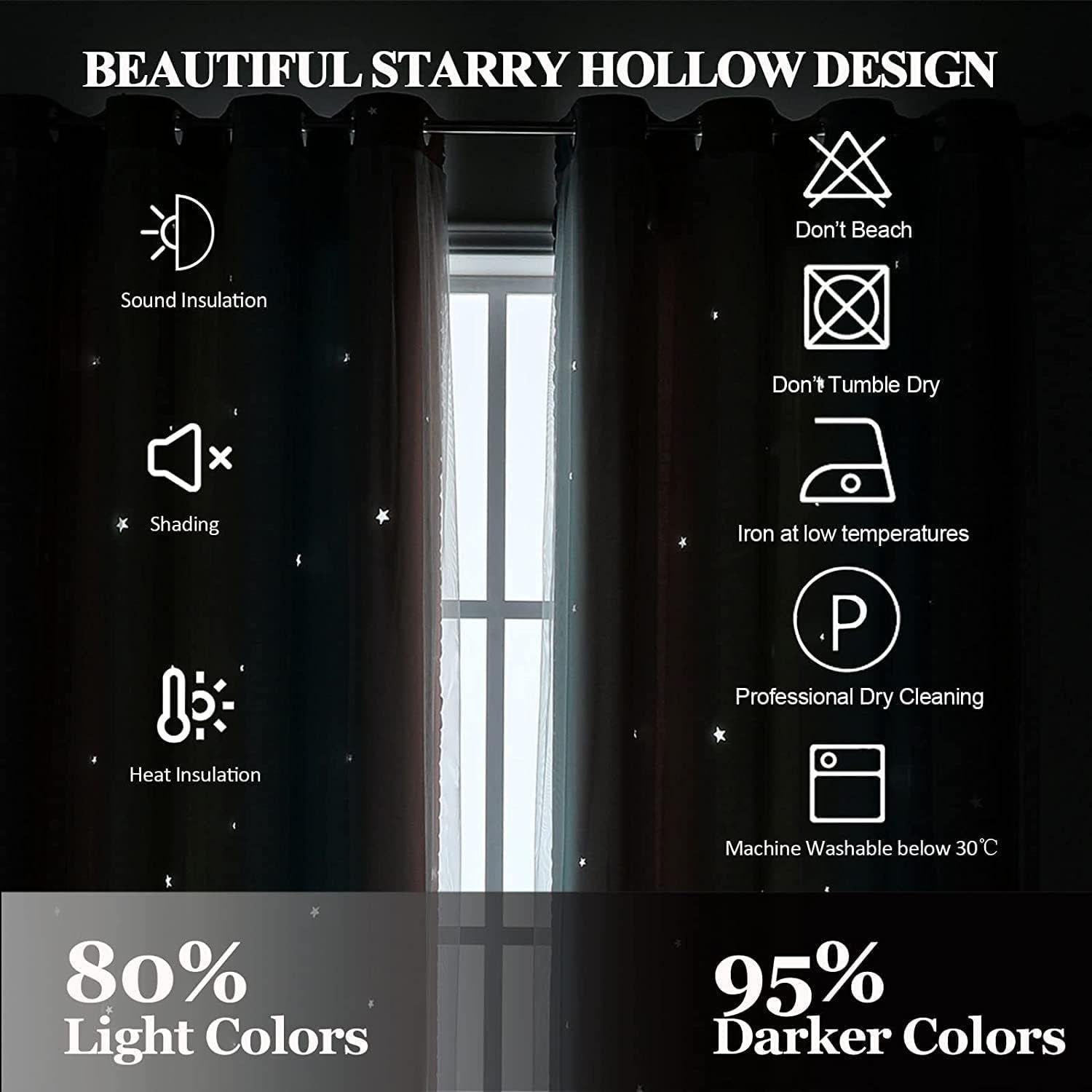 Cortinas Blackout con agujero estrella y Visillo integrado - Rosa-3