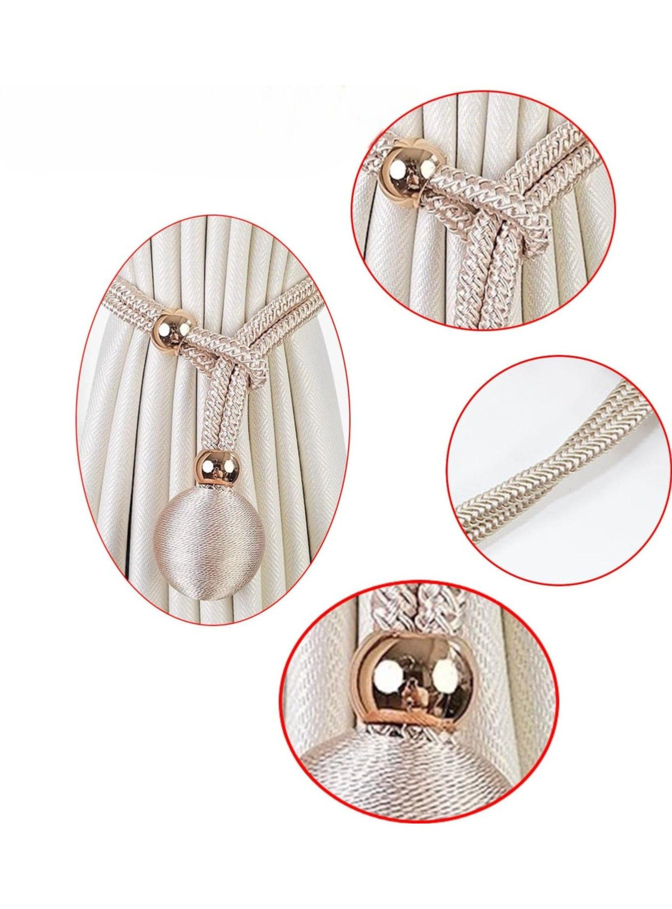 Pack De 02 Sujetadores Para Cortinas - Bola Tejida Beige M1-3